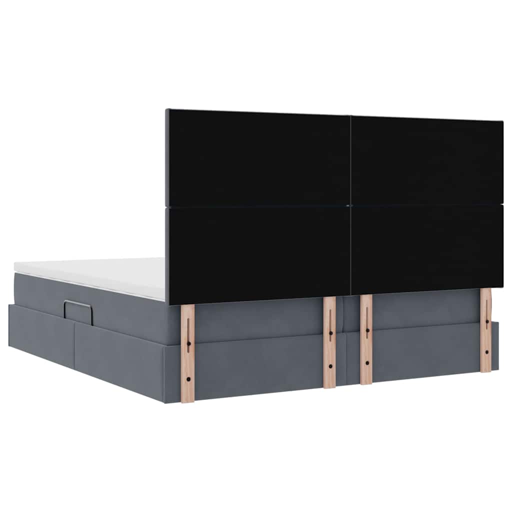Krevet s LED trakama s pohranom Tamno siva 180 x 200 cm Baršun