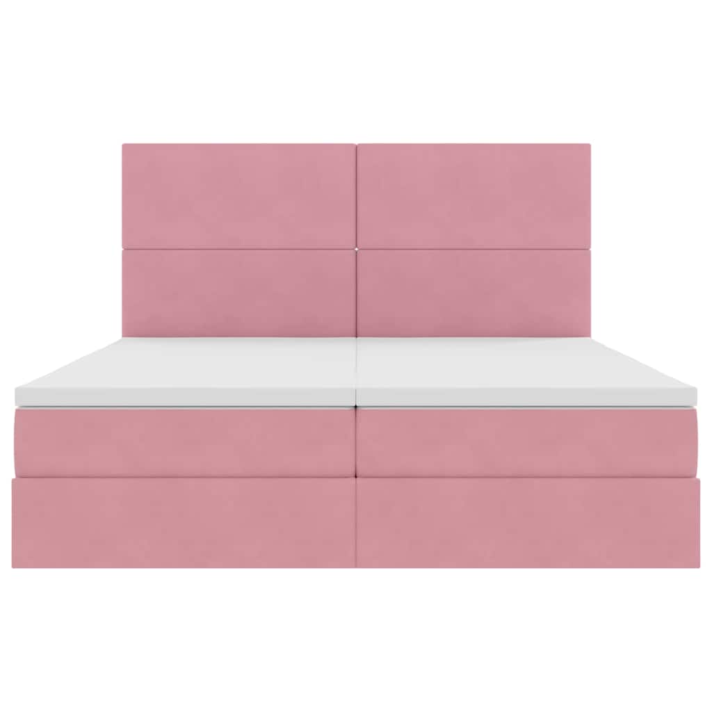 LED krevet za pohranu s madracem Ružičasta 200 x 200 cm Baršun