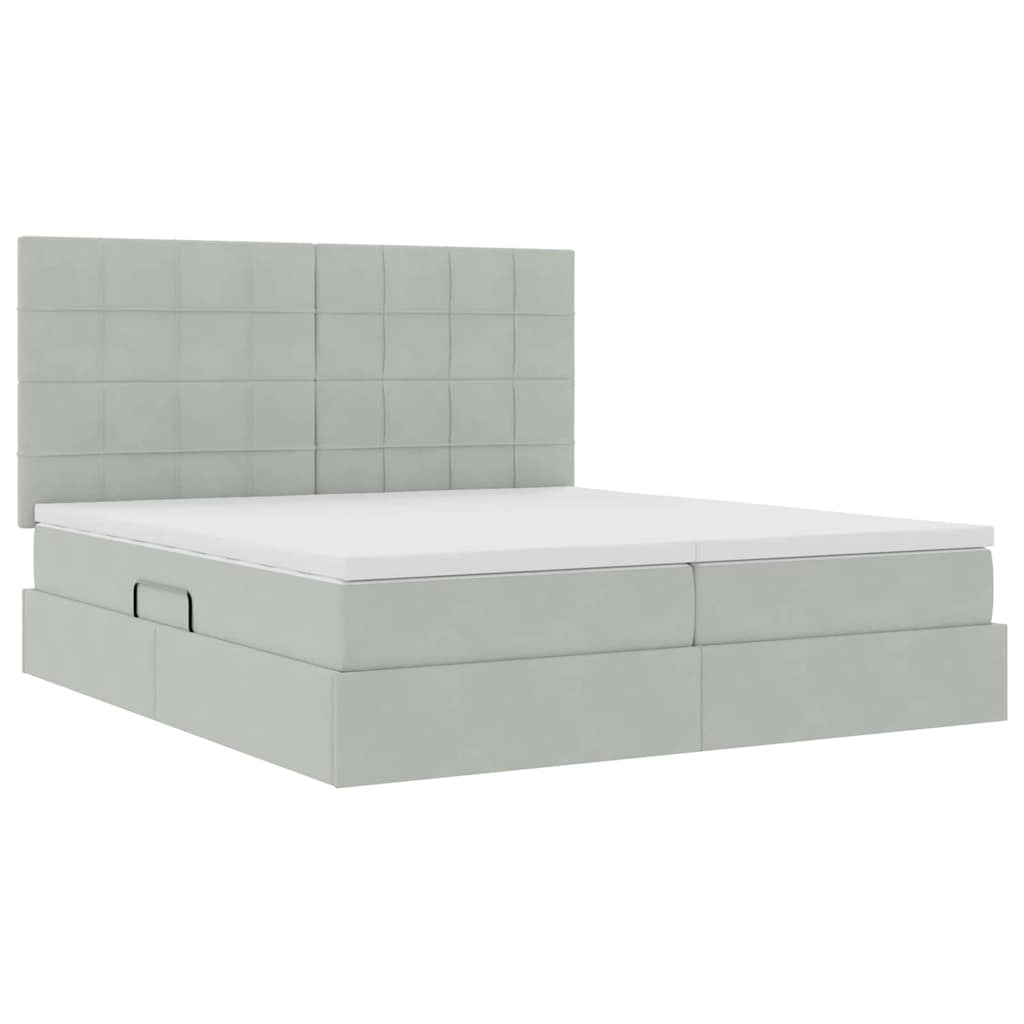 Krevet s LED trakama Svijetlo siva 180 x 200 cm Baršun