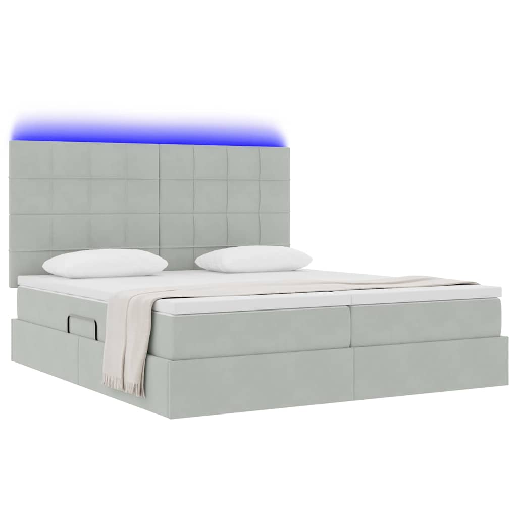 Krevet s LED trakama Svijetlo siva 180 x 200 cm Baršun