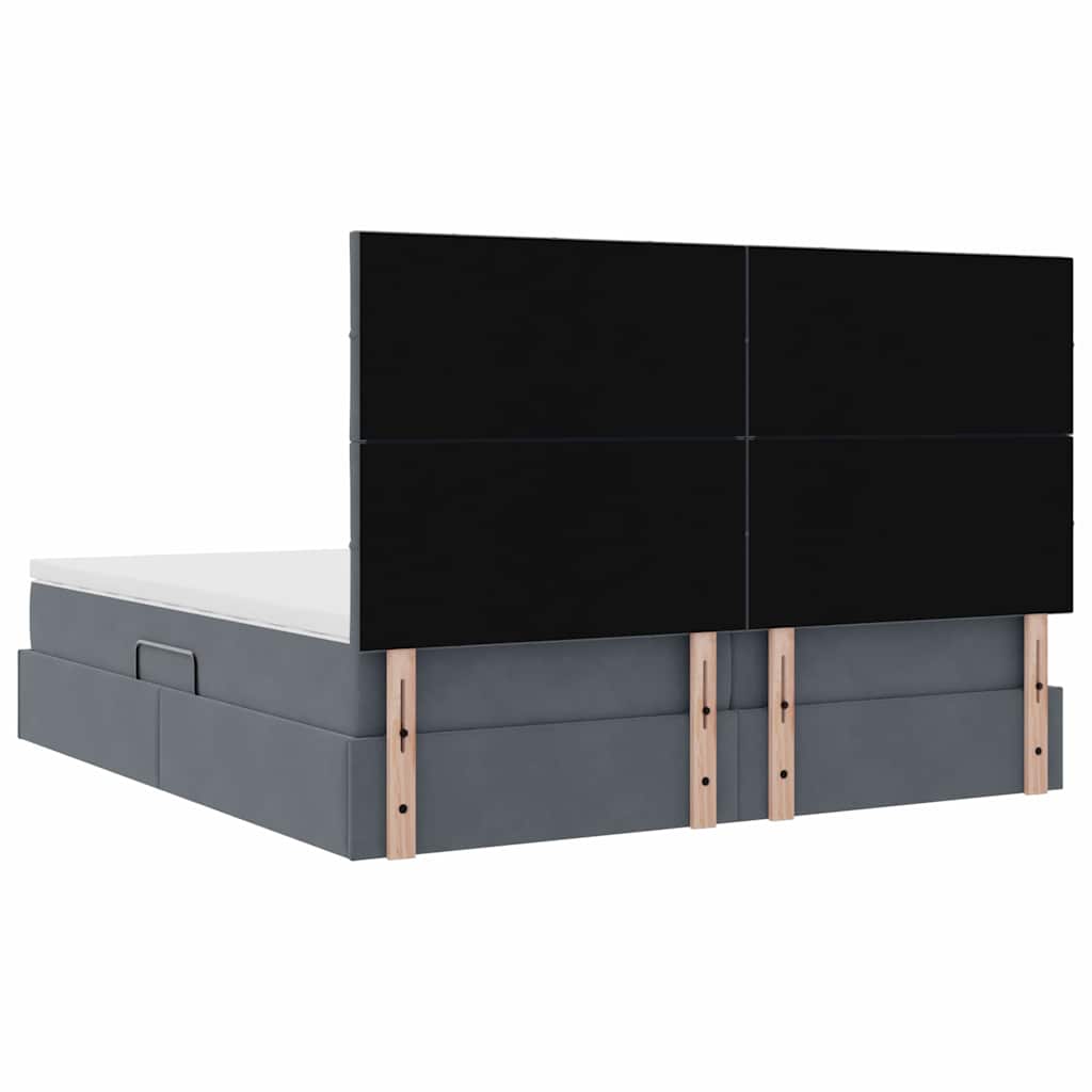 Krevet s LED trakama s pohranom Tamno siva 180 x 200 cm Baršun