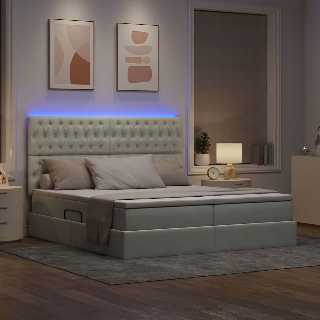 Krevet s LED trakama Svijetlo siva 180 x 200 cm Baršun