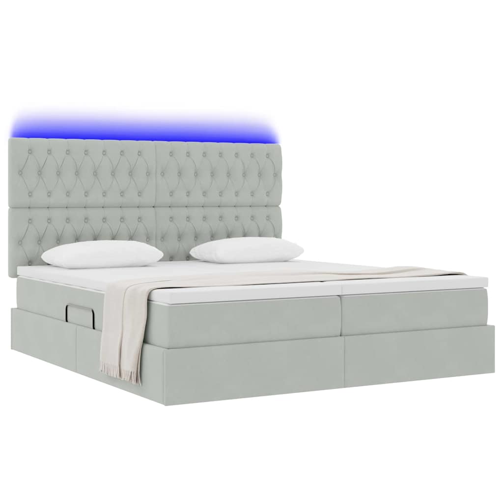 Krevet s LED trakama Svijetlo siva 180 x 200 cm Baršun
