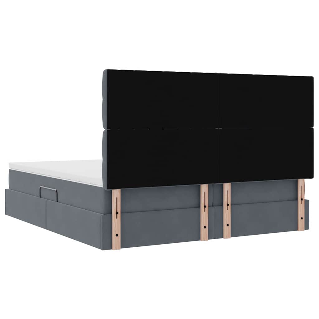Krevet s LED trakama s pohranom Tamno siva 180 x 200 cm Baršun