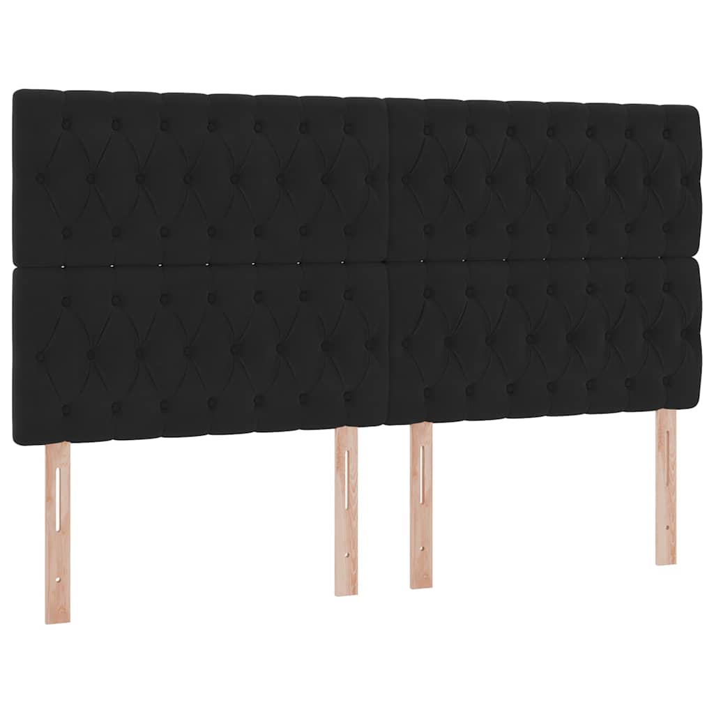 Krevet s LED trakama s uzglavljem Crna 200 x 200 cm Baršun