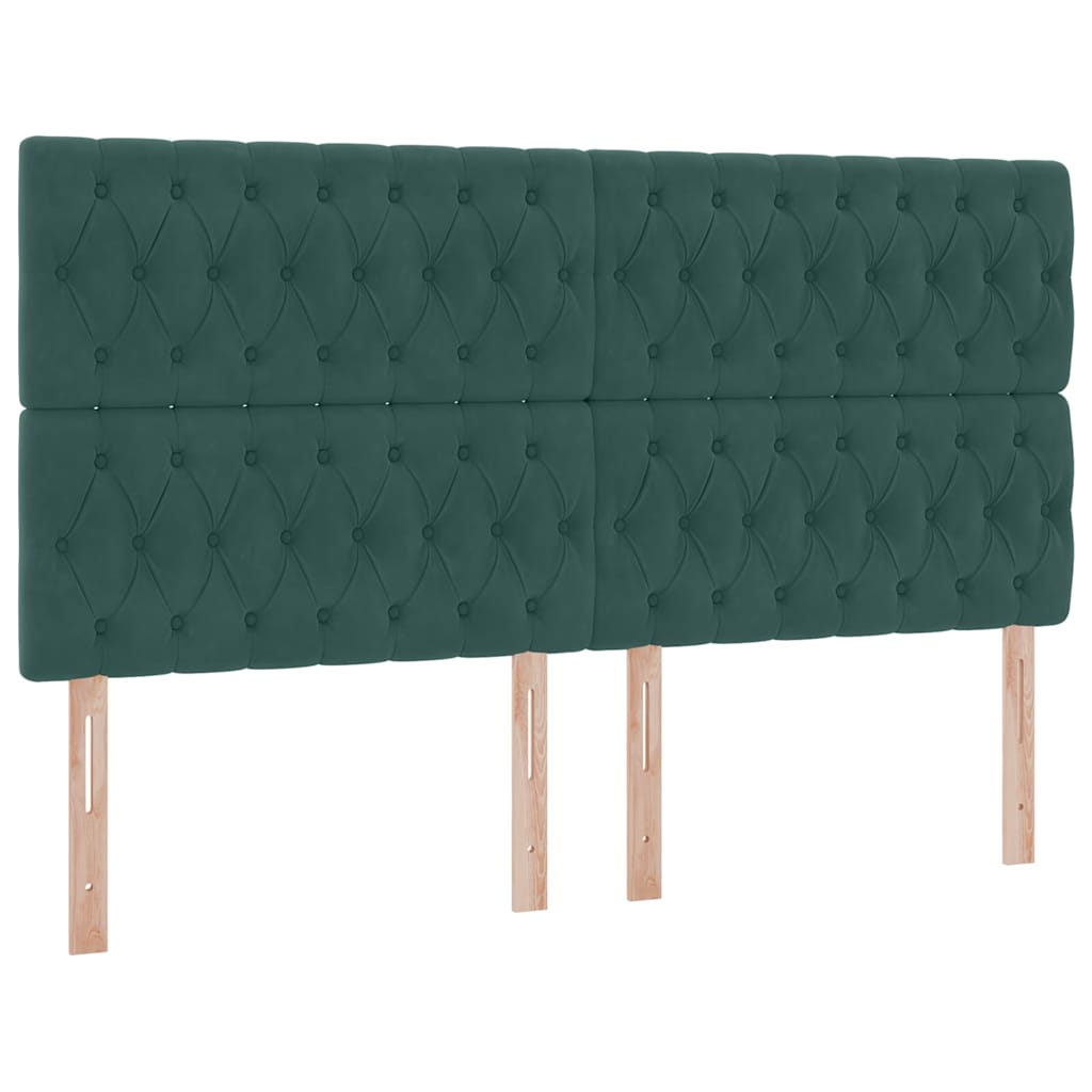 Krevet s LED trakama s pohranom Tamnozelena 200 x 200 cm Baršun