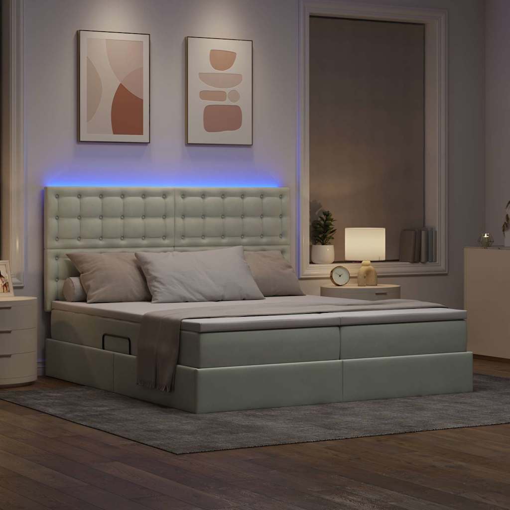Krevet s LED trakama Svijetlo siva 180 x 200 cm Baršun