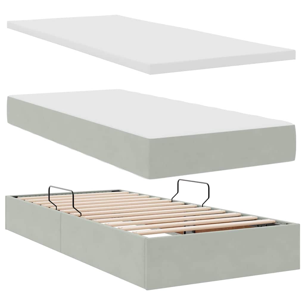 Krevet s LED trakama Svijetlo siva 180 x 200 cm Baršun