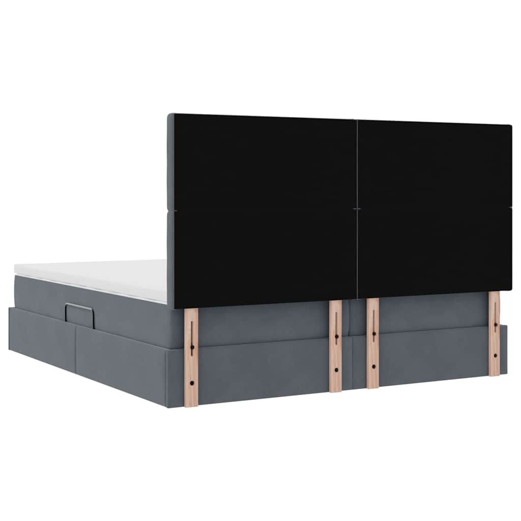 Krevet s LED trakama s pohranom Tamno siva 180 x 200 cm Baršun