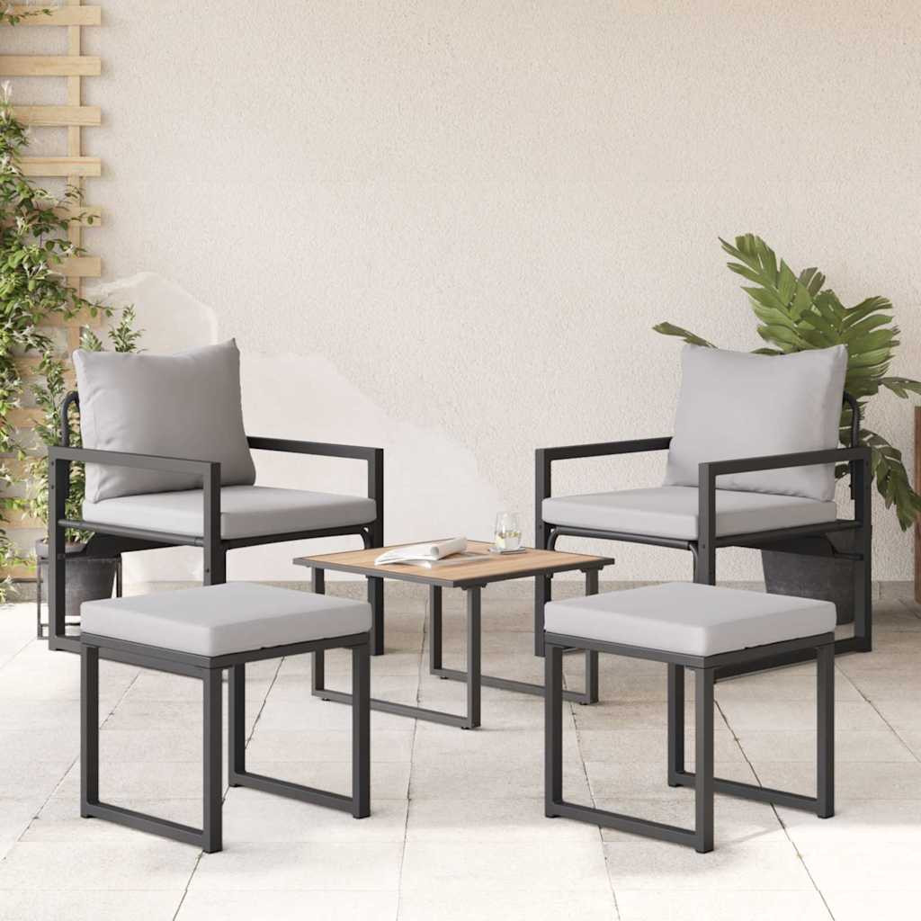 Vrtni namještaj 4 pcs 2-Broj sjedala Svijetlo siva Poliester