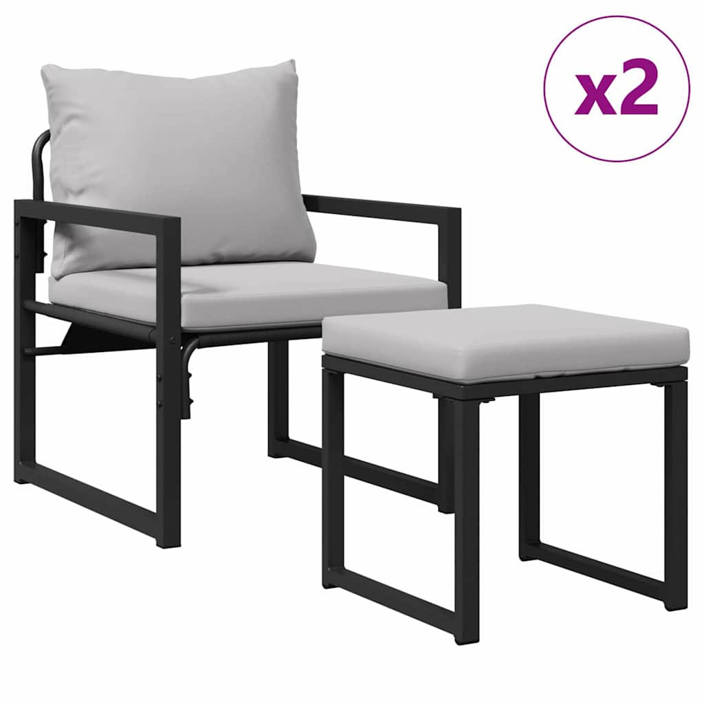 Vrtni namještaj 4 pcs 2-Broj sjedala Svijetlo siva Poliester