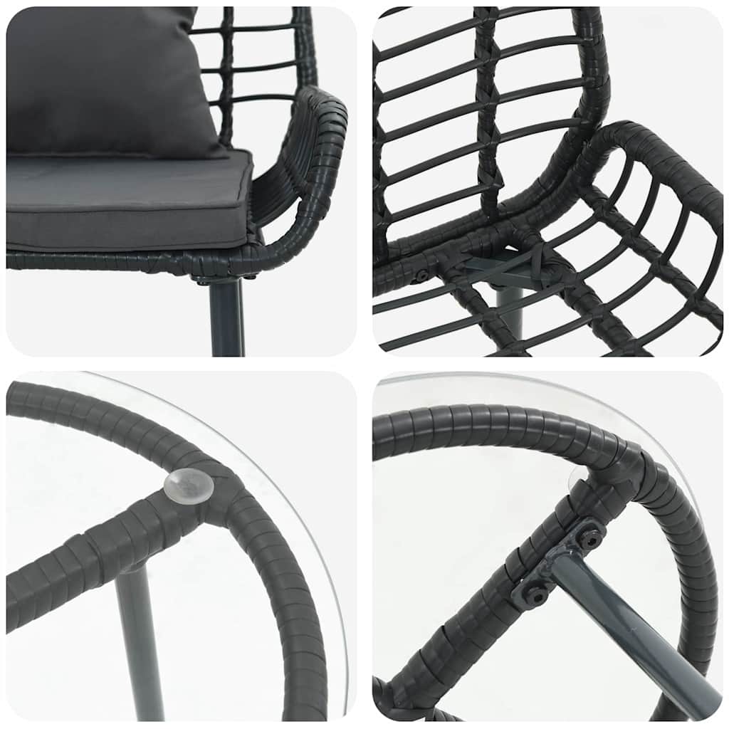 Vrtni set za objed 3 pcs Crna i antracit poliratan