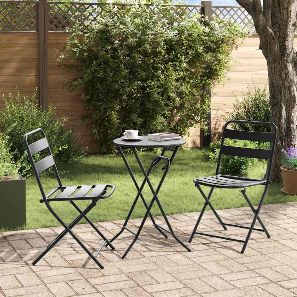 Bistro set za vrt 3 pcs Antracit Čelik