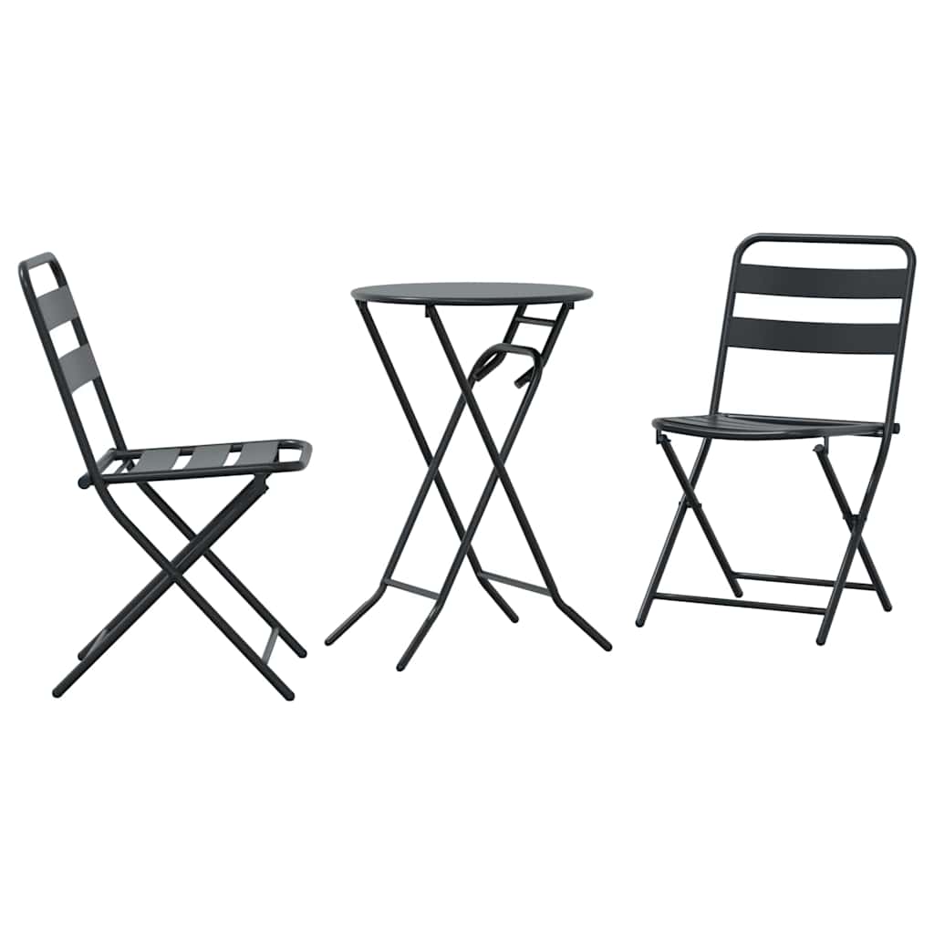 Bistro set za vrt 3 pcs Antracit Čelik