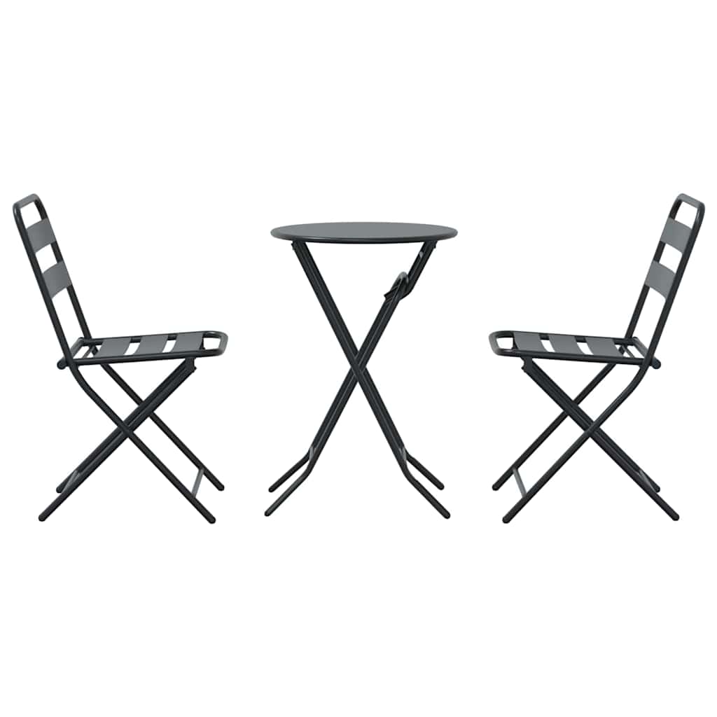 Bistro set za vrt 3 pcs Antracit Čelik