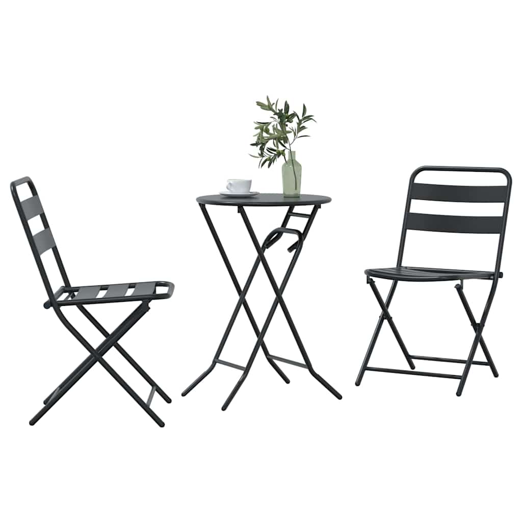 Bistro set za vrt 3 pcs Antracit Čelik