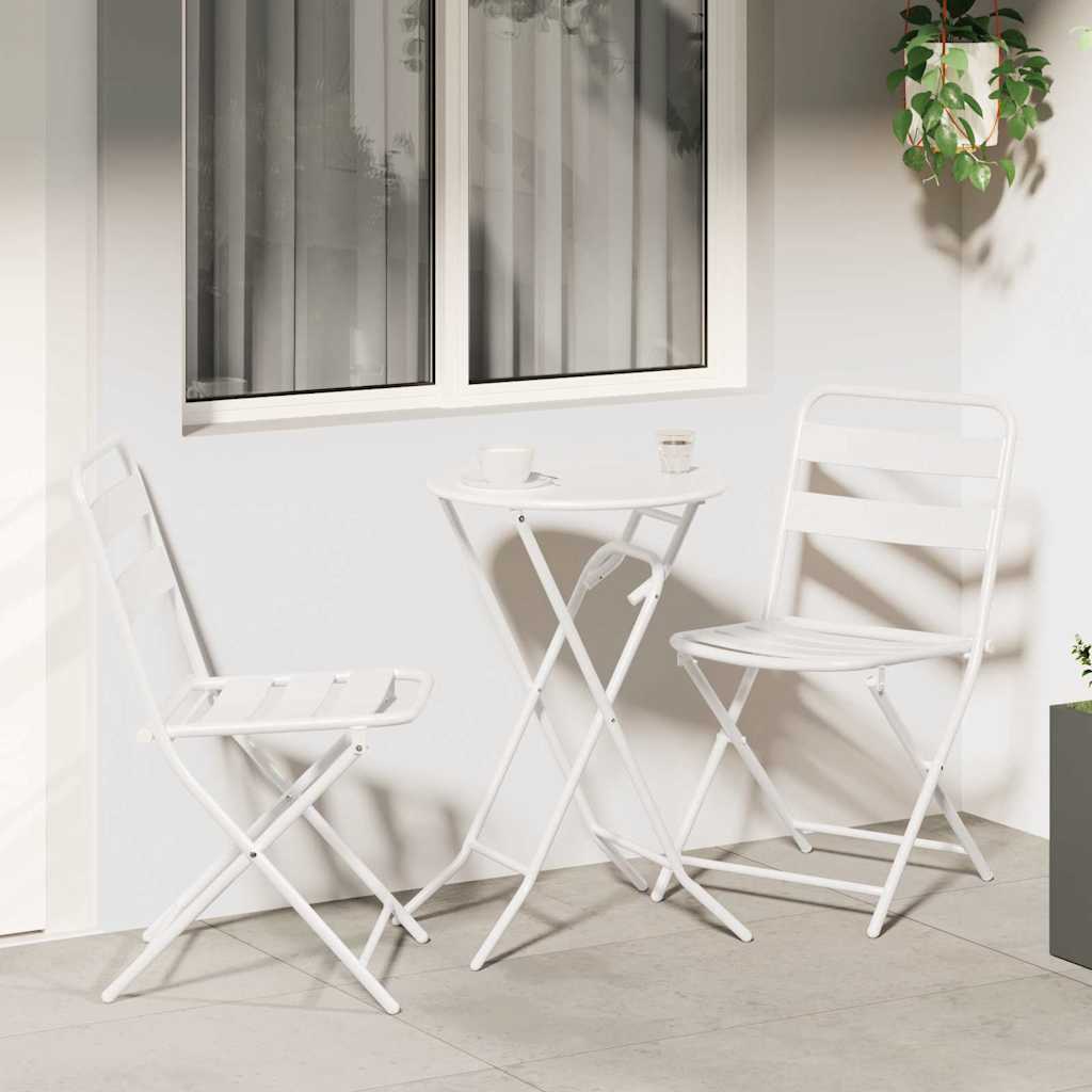 Bistro set za vrt 3 pcs Bijelo Čelik