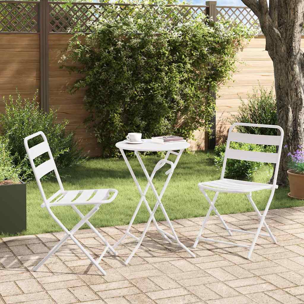 Bistro set za vrt 3 pcs Bijelo Čelik
