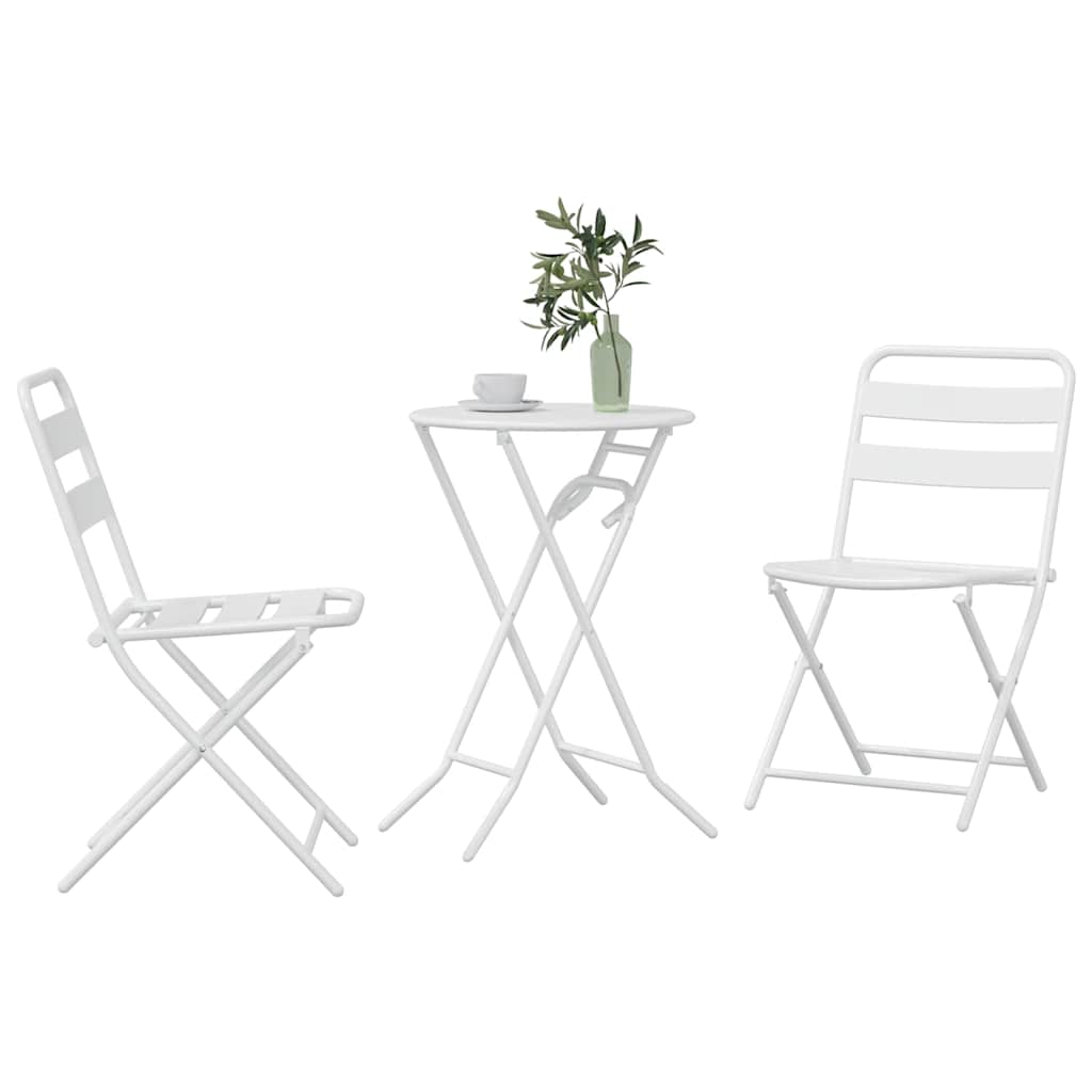 Bistro set za vrt 3 pcs Bijelo Čelik