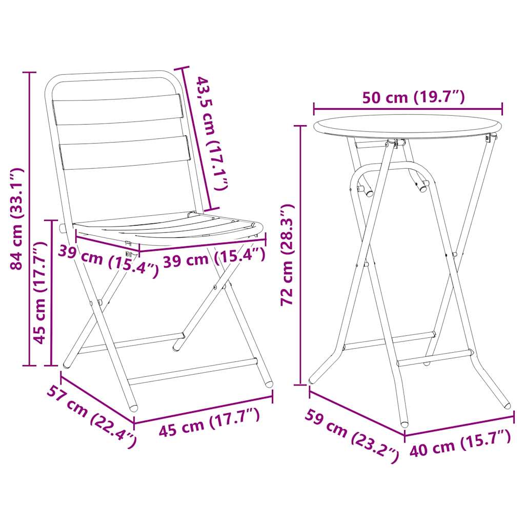 Bistro set za vrt 3 pcs Bijelo Čelik