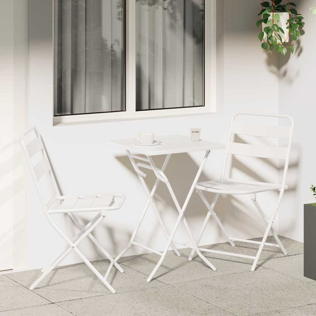 Bistro set za vrt 3 pcs Bijelo Čelik
