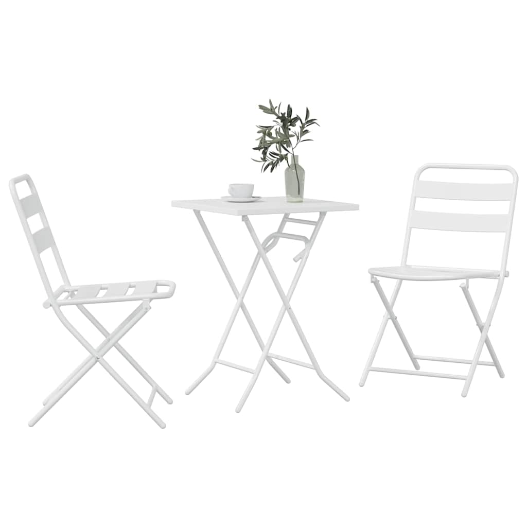 Bistro set za vrt 3 pcs Bijelo Čelik