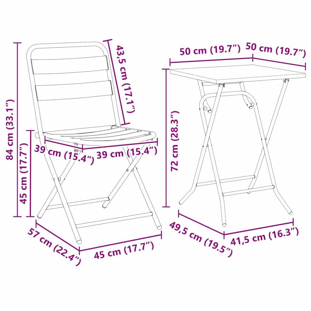 Bistro set za vrt 3 pcs Bijelo Čelik