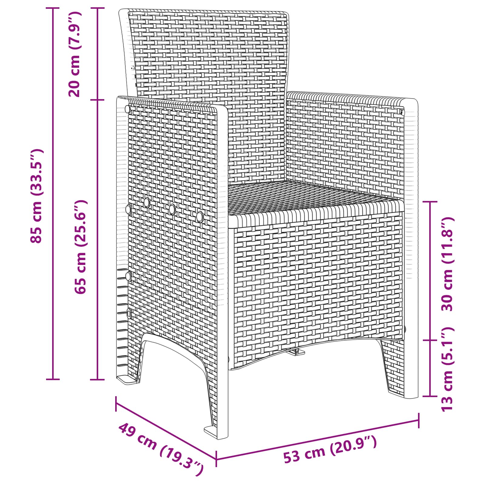 Vrtna stolica 2 pcs Bijelo 53 x 49 x 85 cm Polipropilen