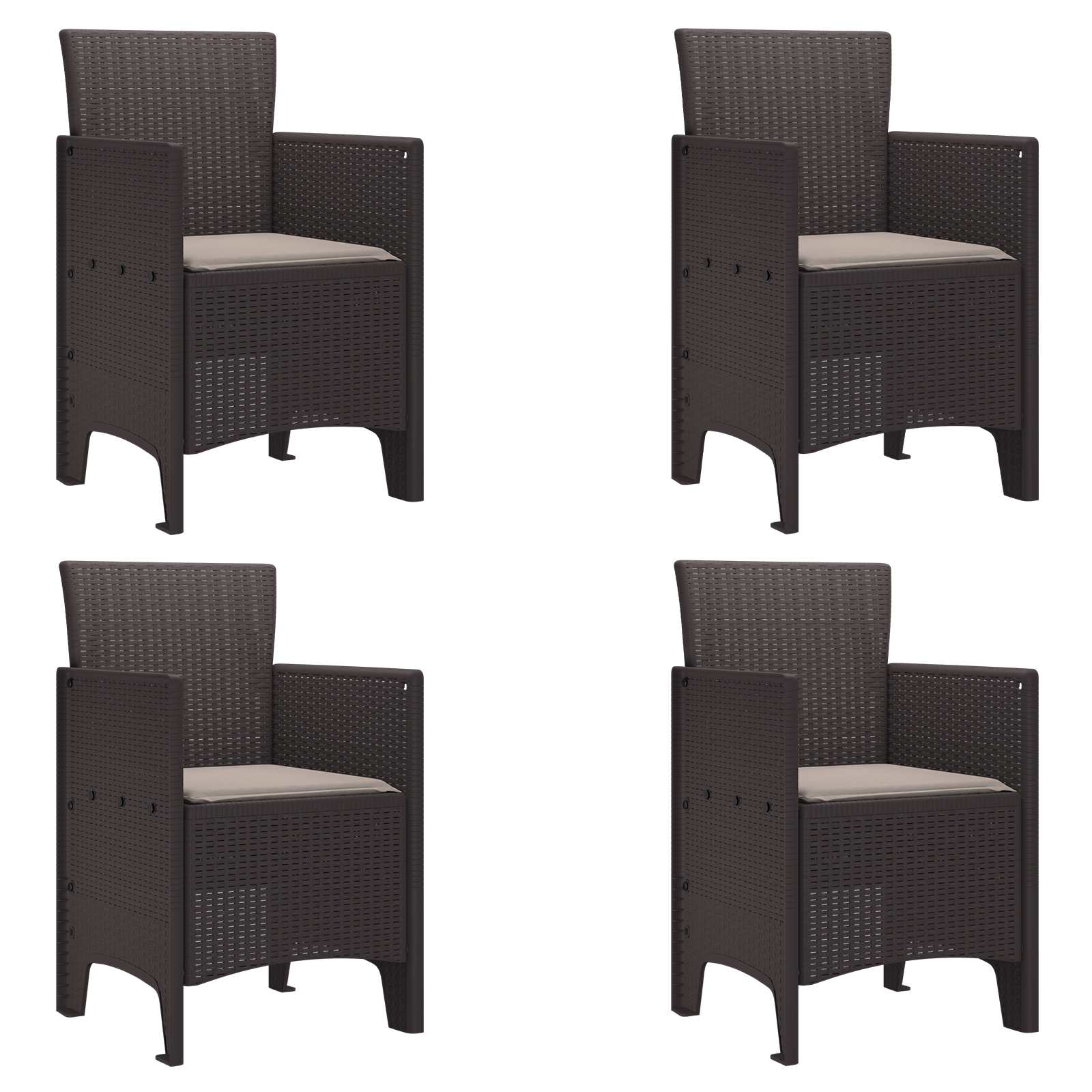 Vrtna stolica 4 pcs Smeđa 53 x 49 x 85 cm Polipropilen