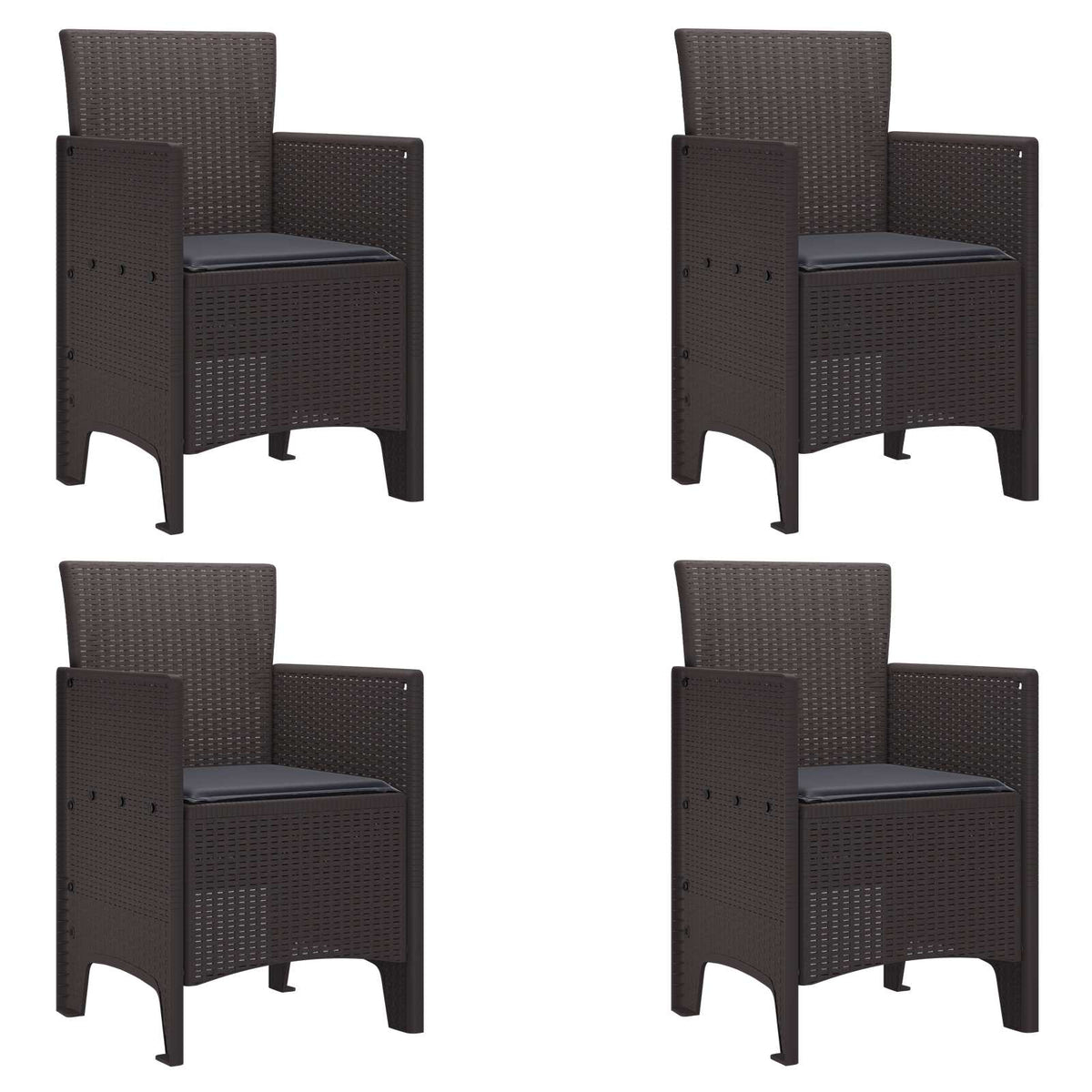 Vrtna stolica 4 pcs Smeđa 53 x 49 x 85 cm Polipropilen