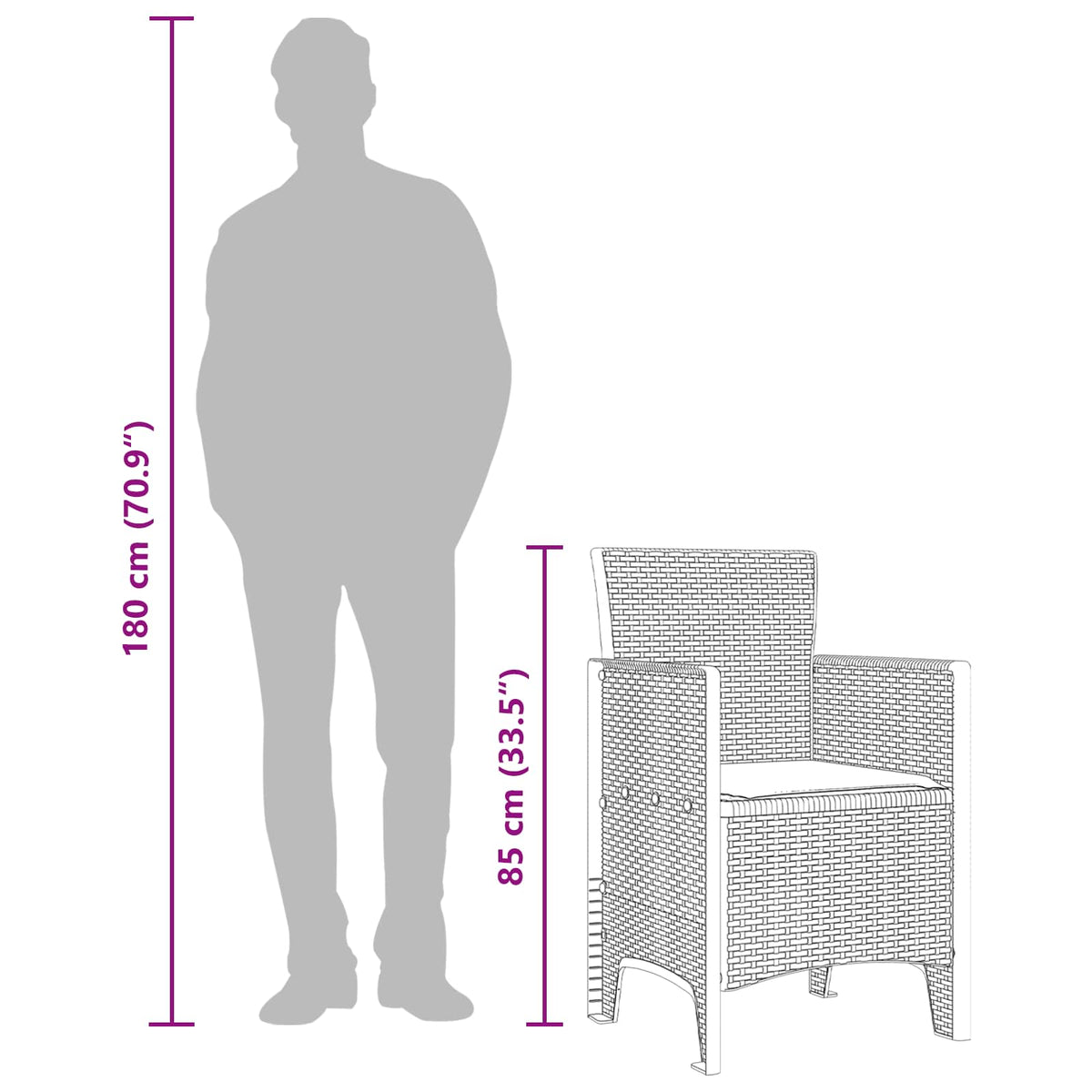 Vrtna stolica 4 pcs Smeđa 53 x 49 x 85 cm Polipropilen