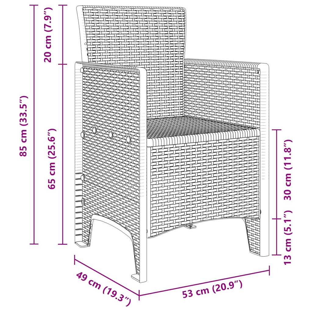 Vrtna stolica 4 pcs Svijetlo siva 53 x 49 x 85 cm Polipropilen