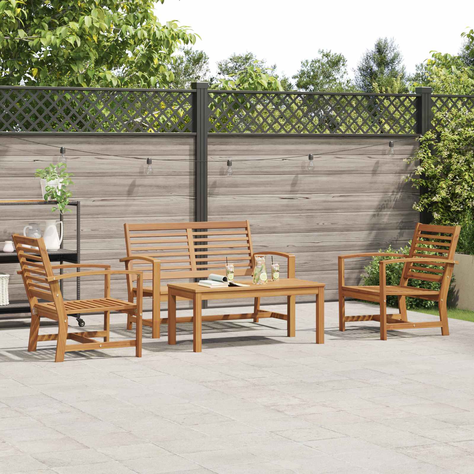 Sjedeća garnitura za vrt 4 pcs Prirodna Čvrsto teak drvo