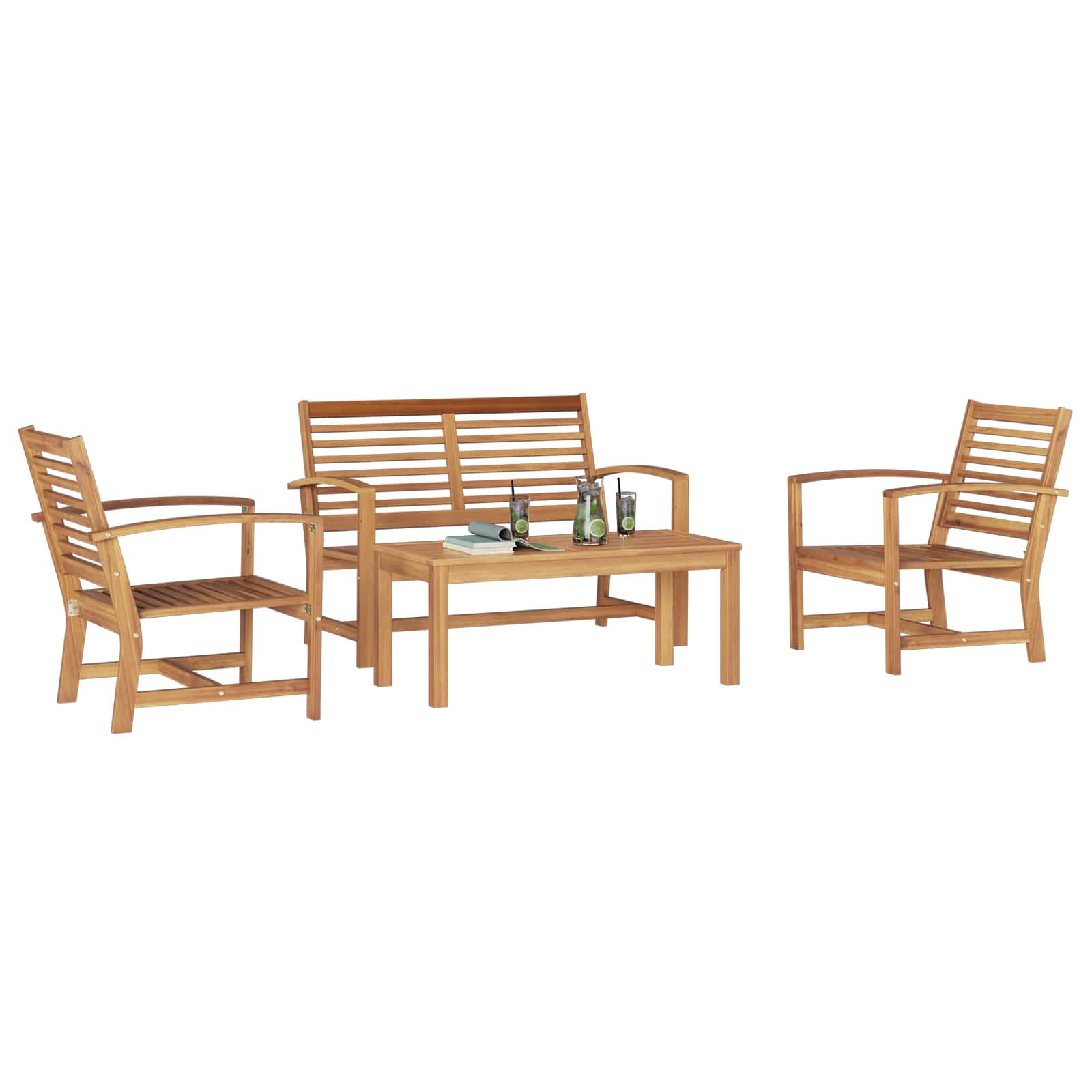 Sjedeća garnitura za vrt 4 pcs Prirodna Čvrsto teak drvo