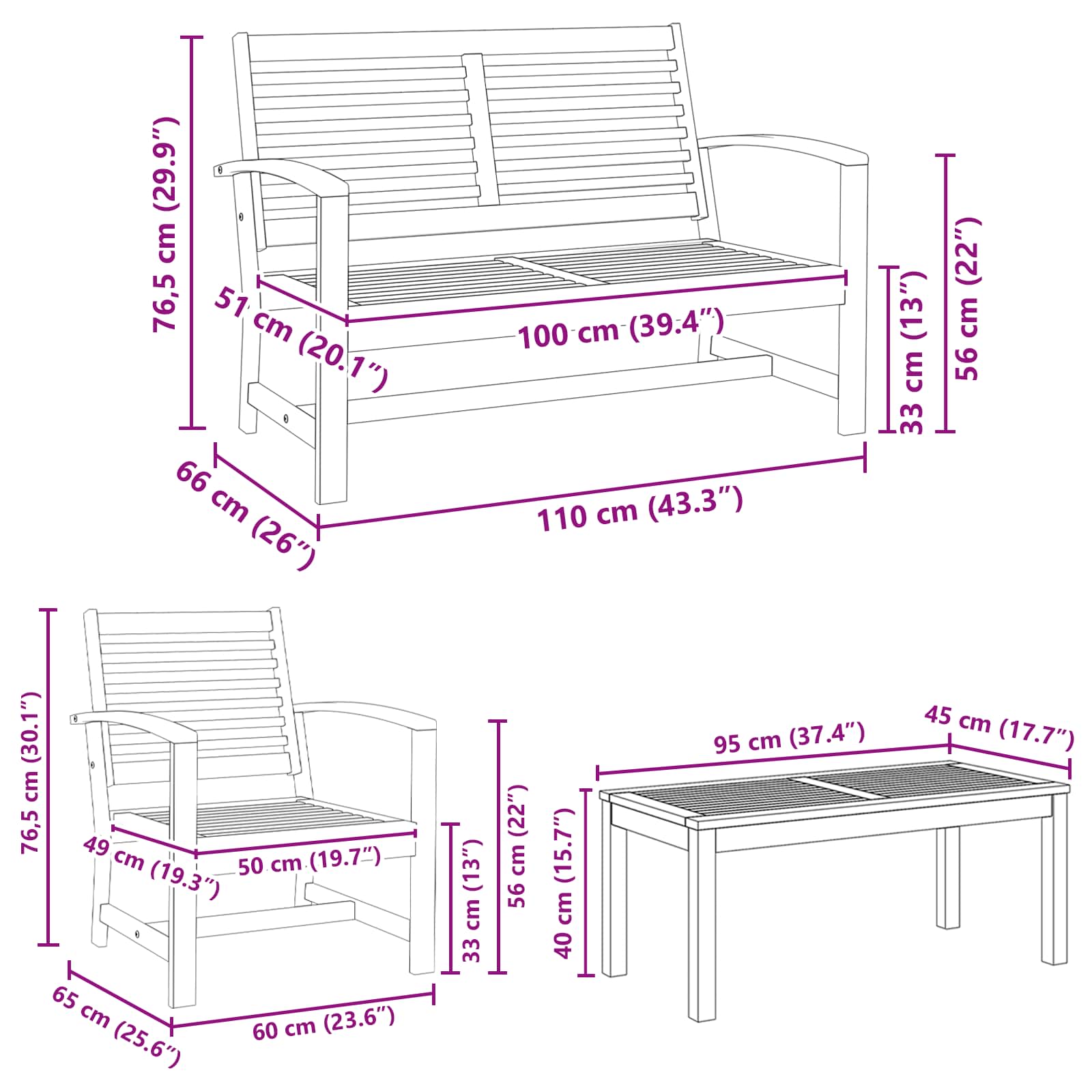 Sjedeća garnitura za vrt 4 pcs Prirodna Čvrsto teak drvo