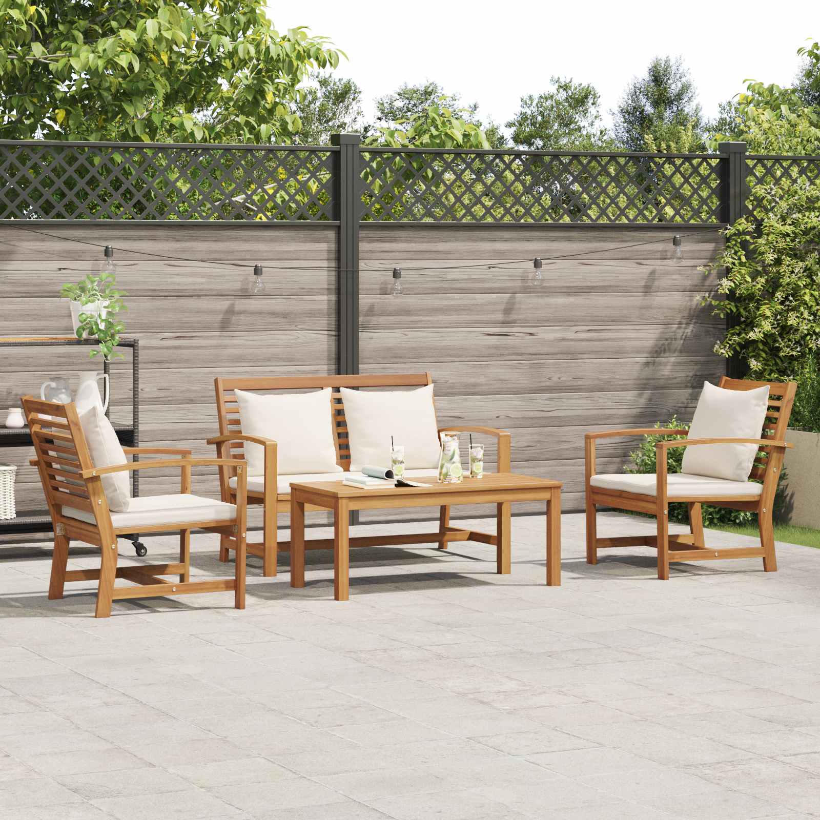 Sjedeća garnitura za vrt 4 pcs Prirodna Čvrsto teak drvo