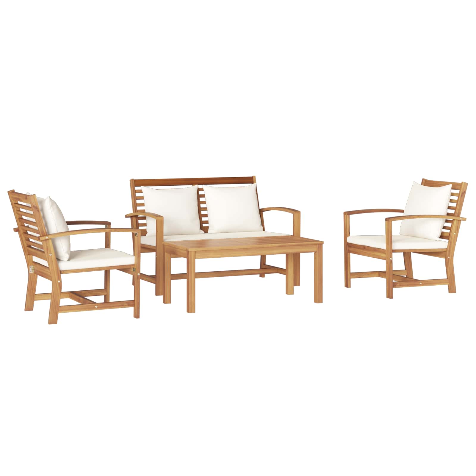 Sjedeća garnitura za vrt 4 pcs Prirodna Čvrsto teak drvo