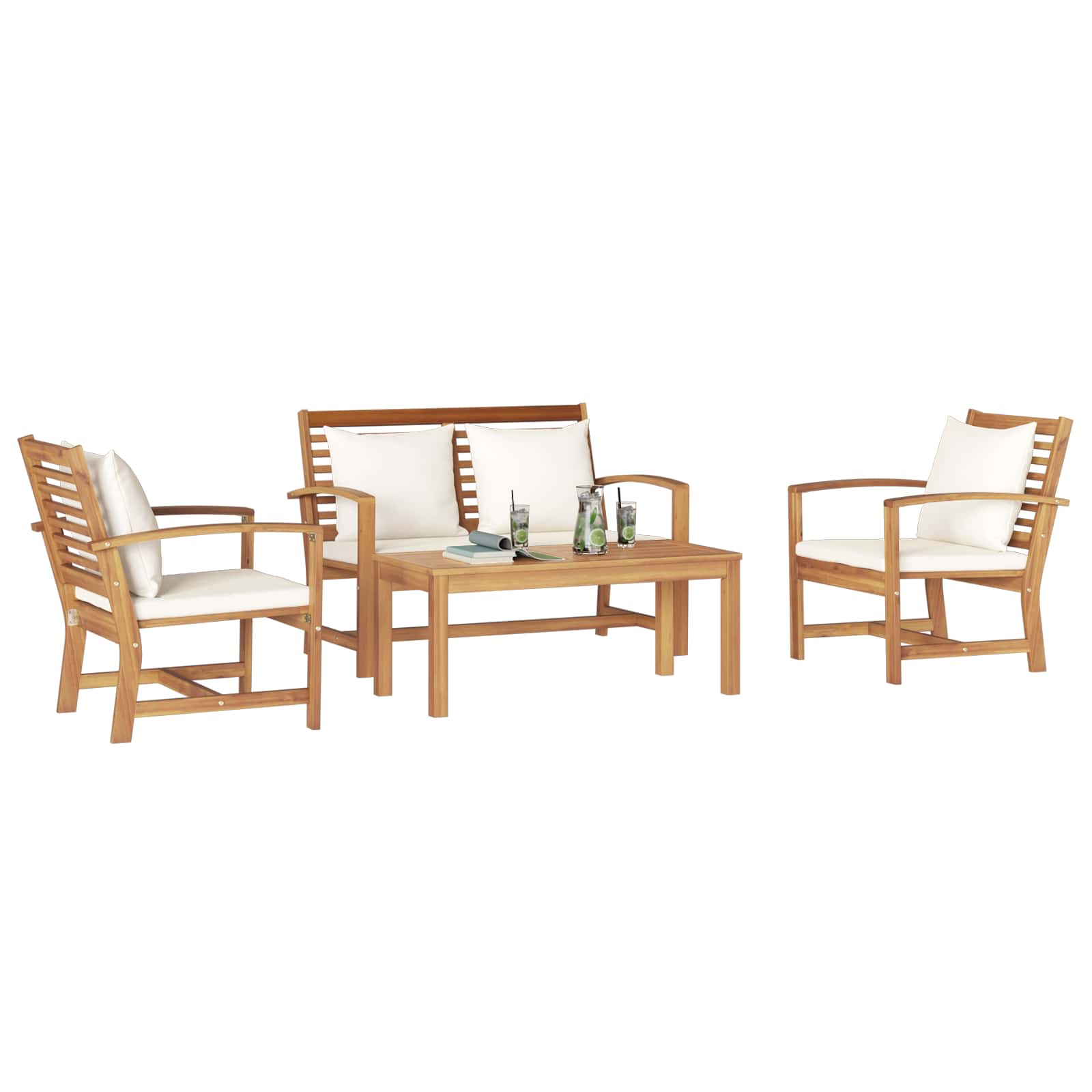 Sjedeća garnitura za vrt 4 pcs Prirodna Čvrsto teak drvo