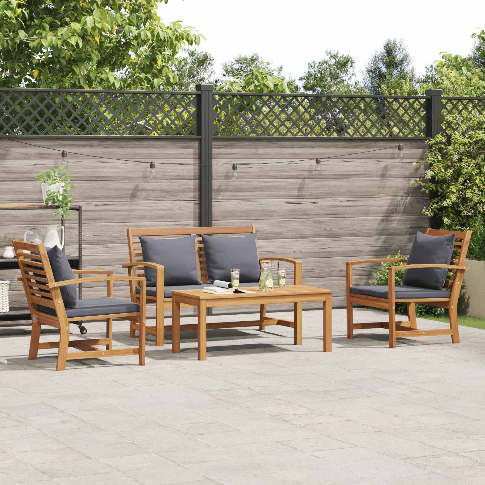 Sjedeća garnitura za vrt 4 pcs Prirodna Čvrsto teak drvo
