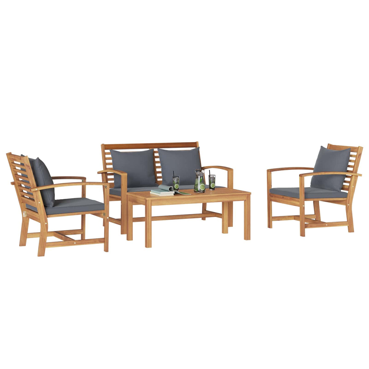 Sjedeća garnitura za vrt 4 pcs Prirodna Čvrsto teak drvo