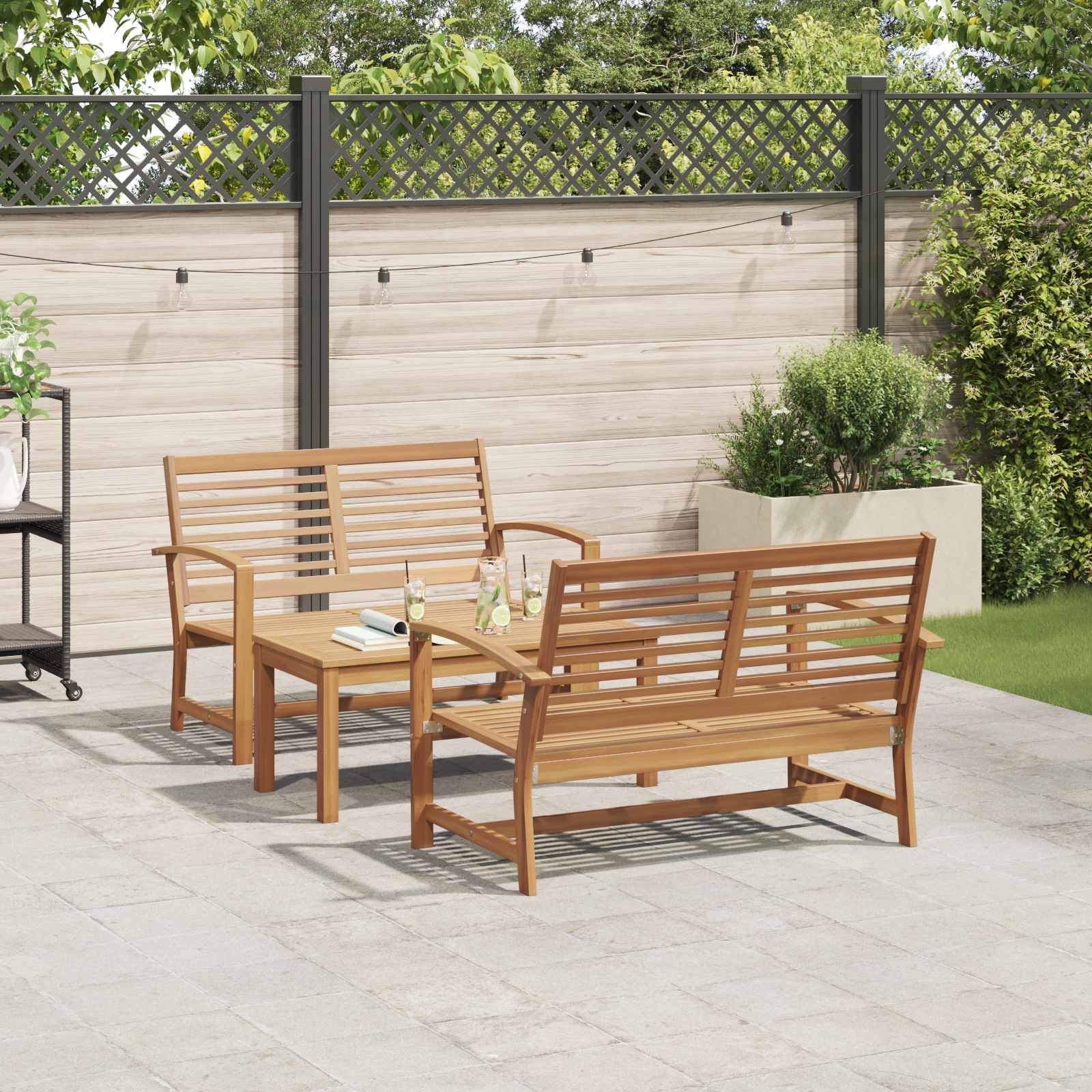 Sjedeća garnitura za vrt 3 pcs Prirodna Čvrsto teak drvo