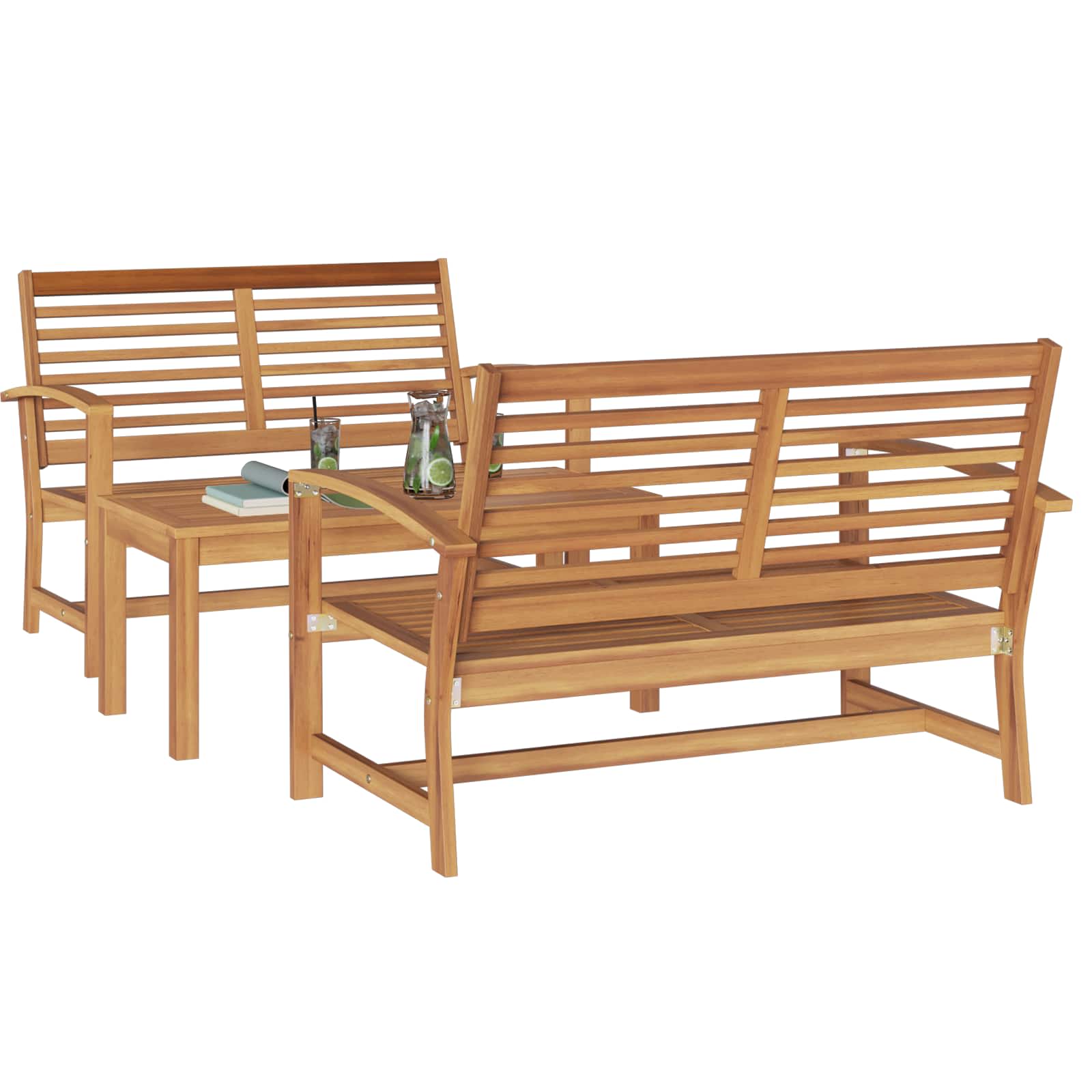 Sjedeća garnitura za vrt 3 pcs Prirodna Čvrsto teak drvo