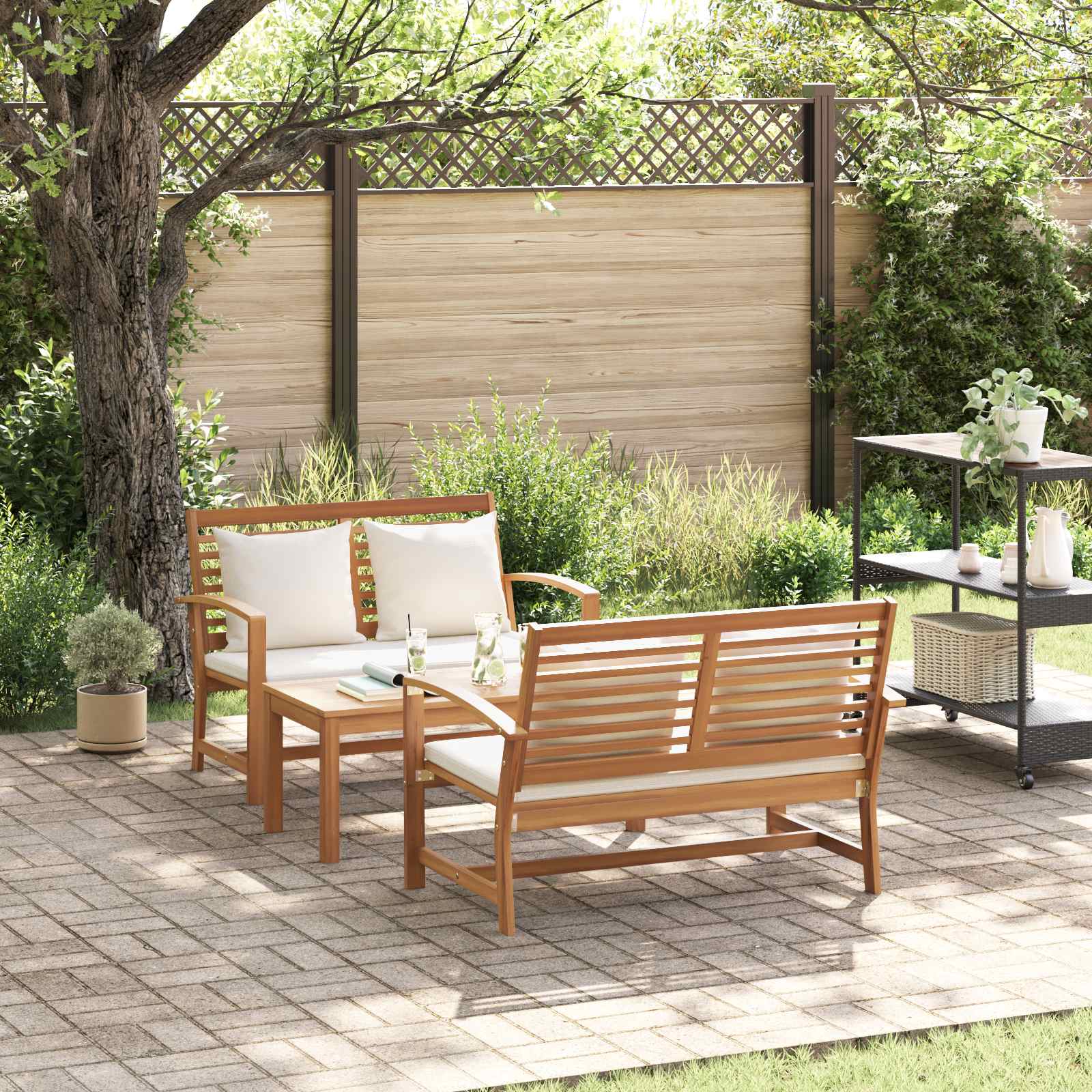 Sjedeća garnitura za vrt 3 pcs Prirodna Čvrsto teak drvo