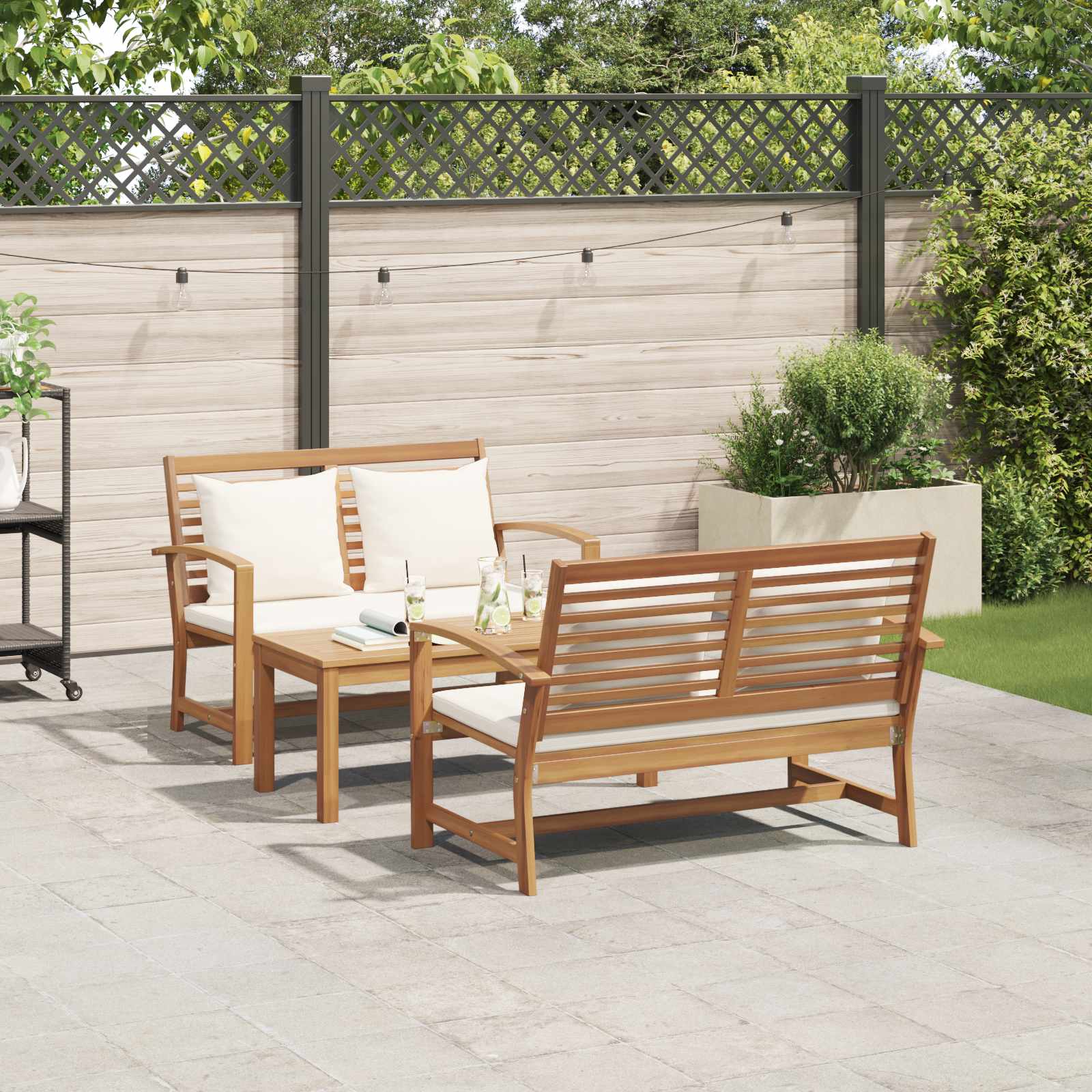Sjedeća garnitura za vrt 3 pcs Prirodna Čvrsto teak drvo
