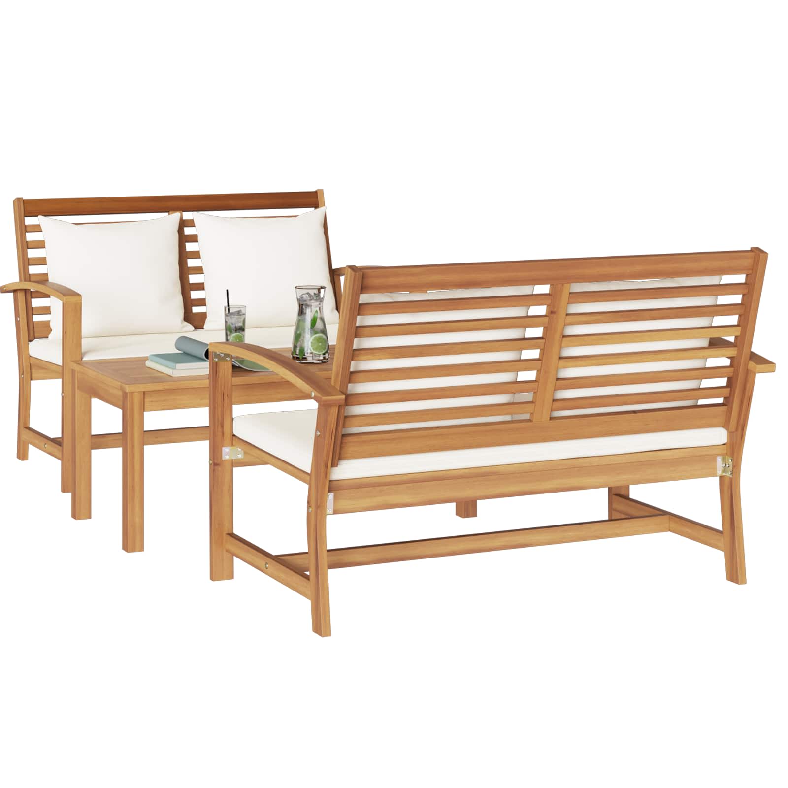 Sjedeća garnitura za vrt 3 pcs Prirodna Čvrsto teak drvo