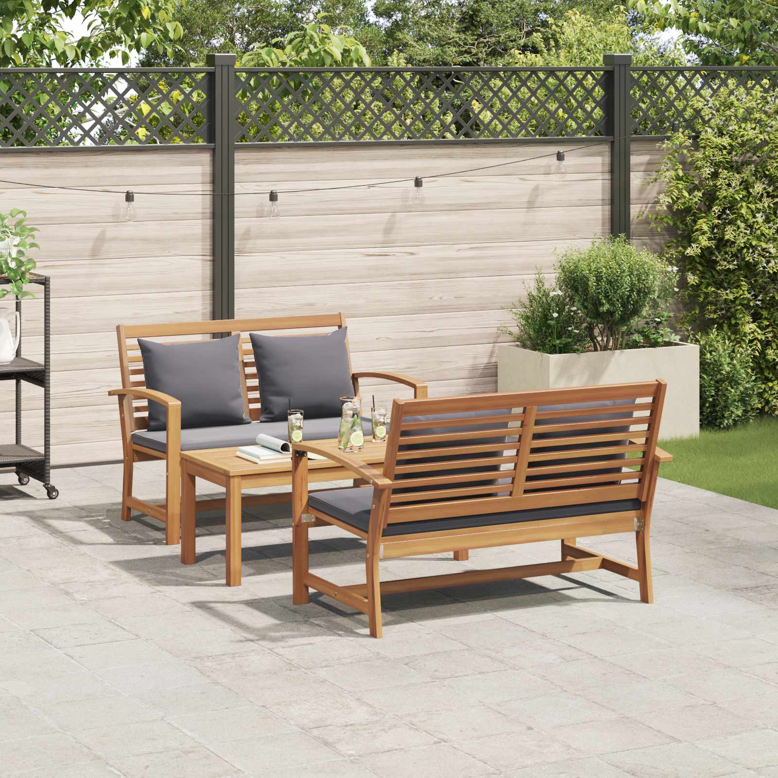 Sjedeća garnitura za vrt 3 pcs Prirodna Čvrsto teak drvo