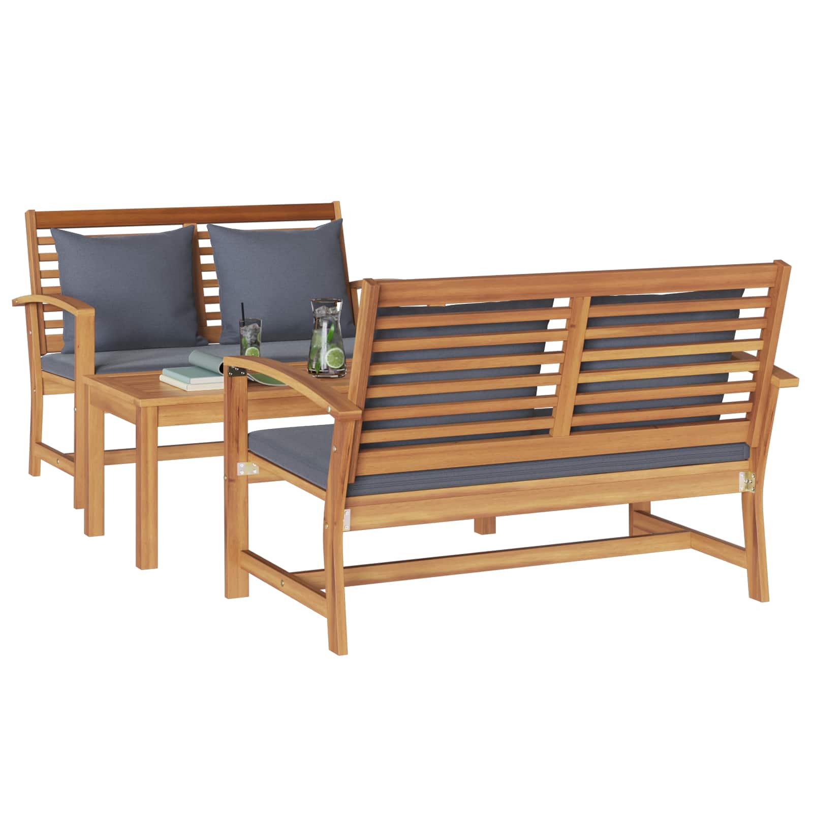 Sjedeća garnitura za vrt 3 pcs Prirodna Čvrsto teak drvo