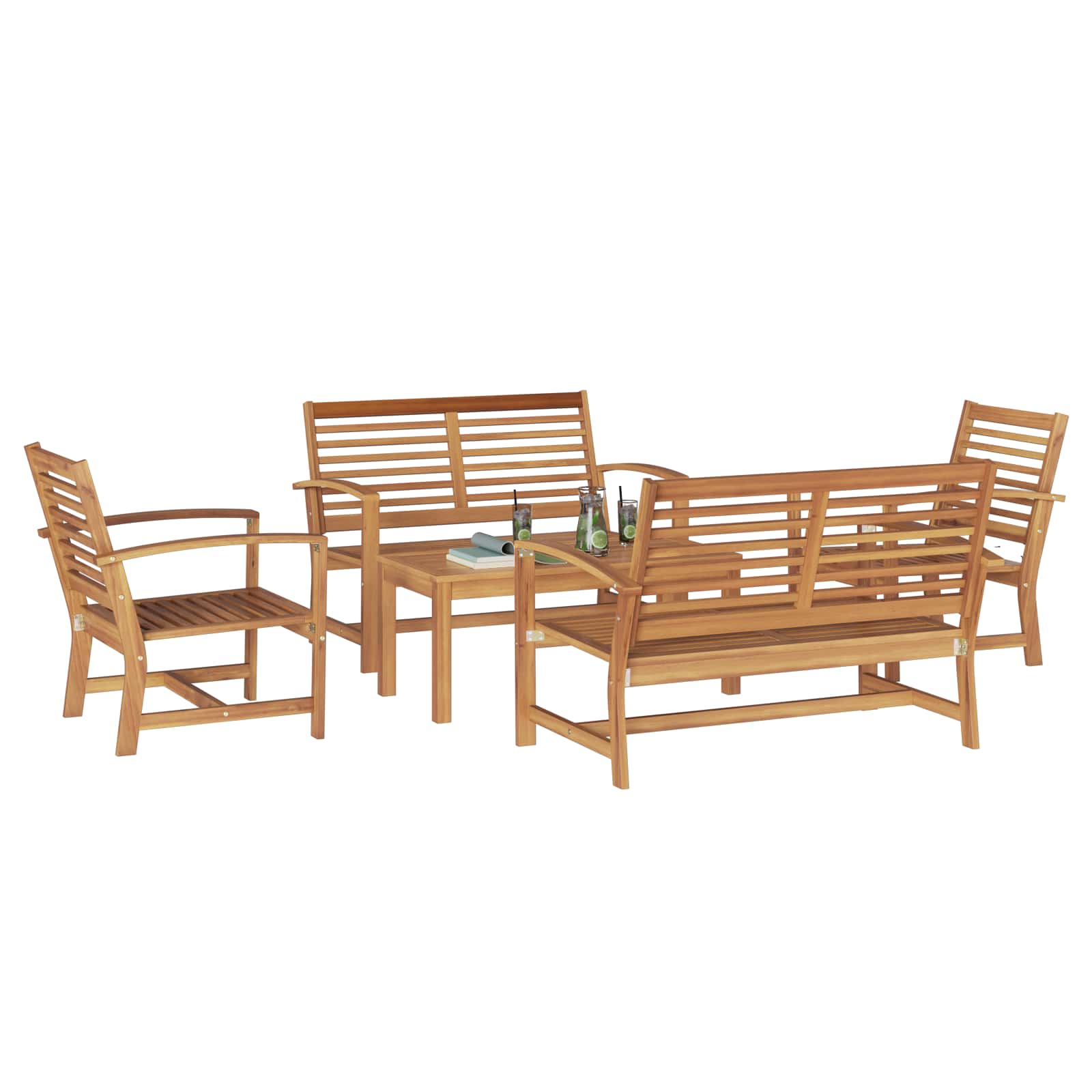 Sjedeća garnitura za vrt 5 pcs Prirodna Čvrsto teak drvo