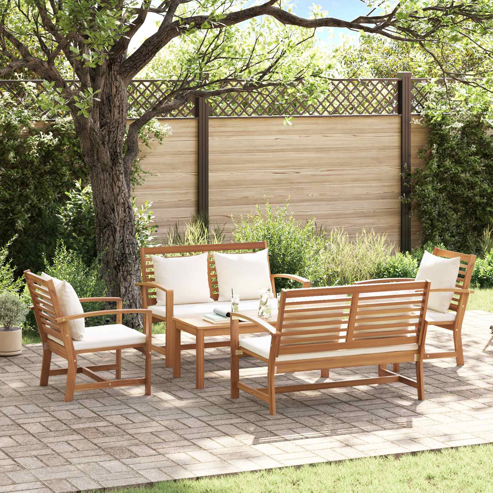 Sjedeća garnitura za vrt 5 pcs Prirodna Čvrsto teak drvo