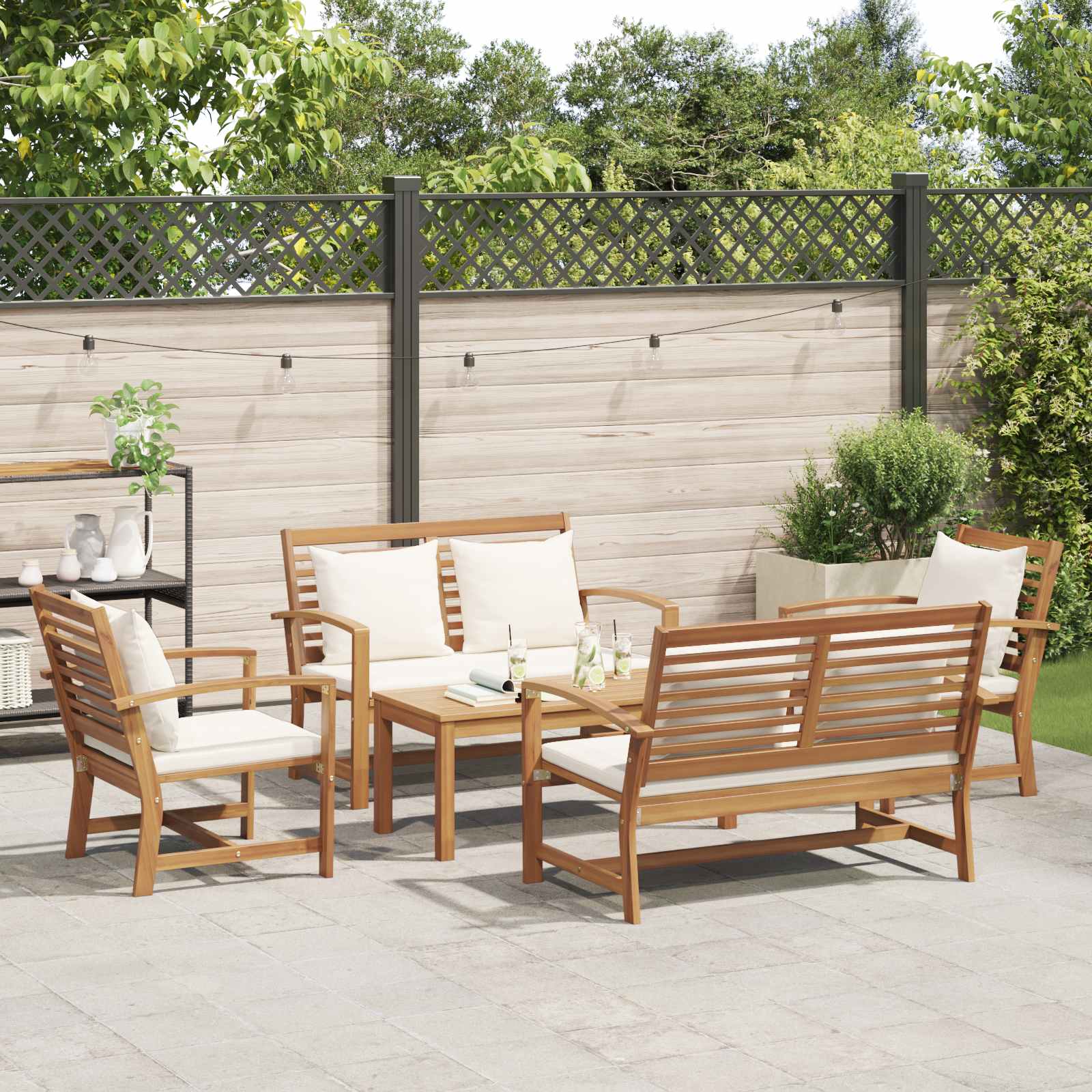 Sjedeća garnitura za vrt 5 pcs Prirodna Čvrsto teak drvo